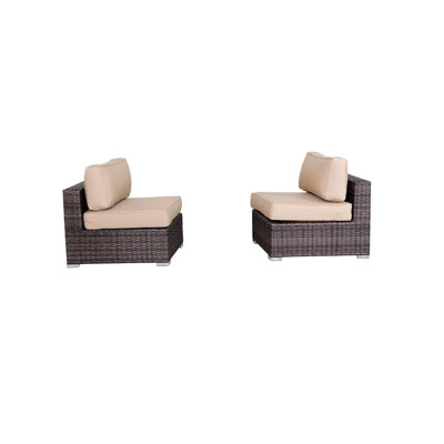 Ensemble de 2 chaises d'extérieur sans accoudoirs, largeur 71 cm, entièrement assemblées, structure résistante aux intempéries, ultra-confortables, faciles d'entretien, coussins inclus.