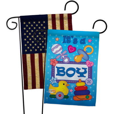 Garçon en polyester de 2 côtés 19 po x l 13 po bébé garçon drapeau de jardin