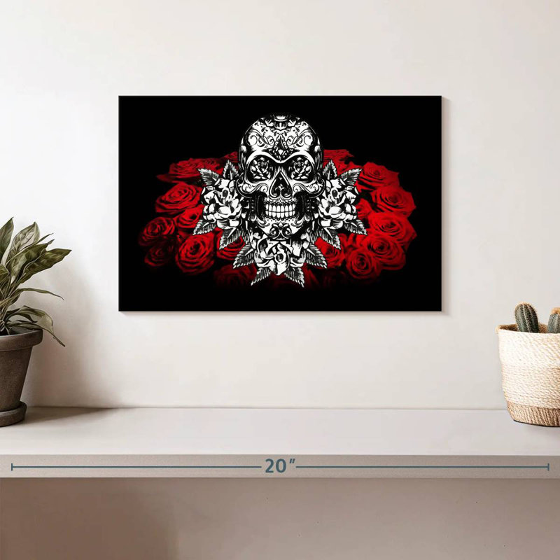 Hitzel Floral Skull, 8" H x 12" W