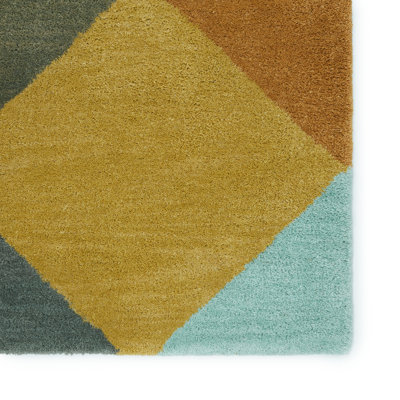 SAMPLE-En Casa Hand-Tufted Wool Yellow/Gold/Teal Area Rug - 1'6"x1'6"