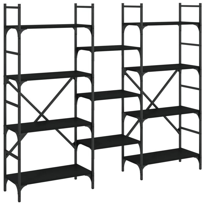 Aadrian 136.5cm H x 160cm W Steel Etagere Bookcase, Black/Grey
