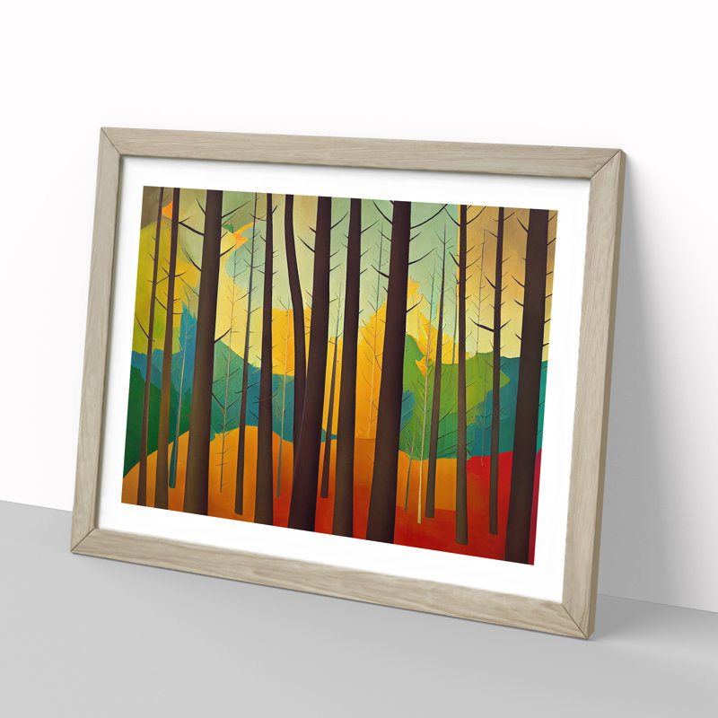 Colourful Abstract Summer Forest Vol.3 - Framed Print, 46cm H x 64cm W x 2cm D, Oak