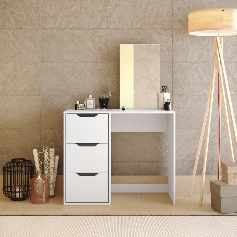 Coiffeuse Sherial avec miroir et 3 tiroirs