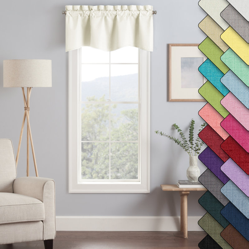 Teal Polyester Scalloped Rod Pocket Valance, 42" x 18"