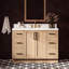 Meuble-lavabo ovale simple de 122 cm (48 po) avec comptoir en quartz blanc de Carrare de 3,8 cm (1,5 po) en chêne naturel-1080211027-1080211032