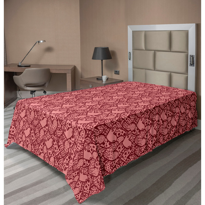 Drap plat moderne de style bohème Ambesonne, Drap plat pour lit simple, Rose pastel / motif à pois marron pâle