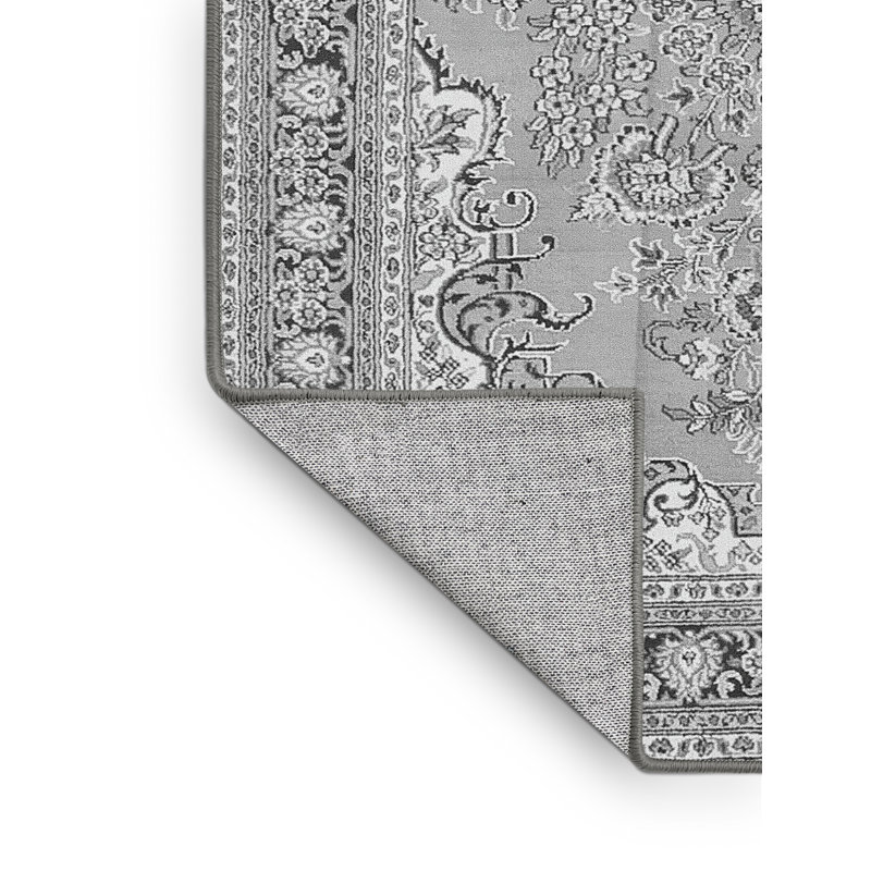 Tapis gris / noir / blanc en chenille tissé à la machine Madlena, Rectangle 4 pi x 6 pi