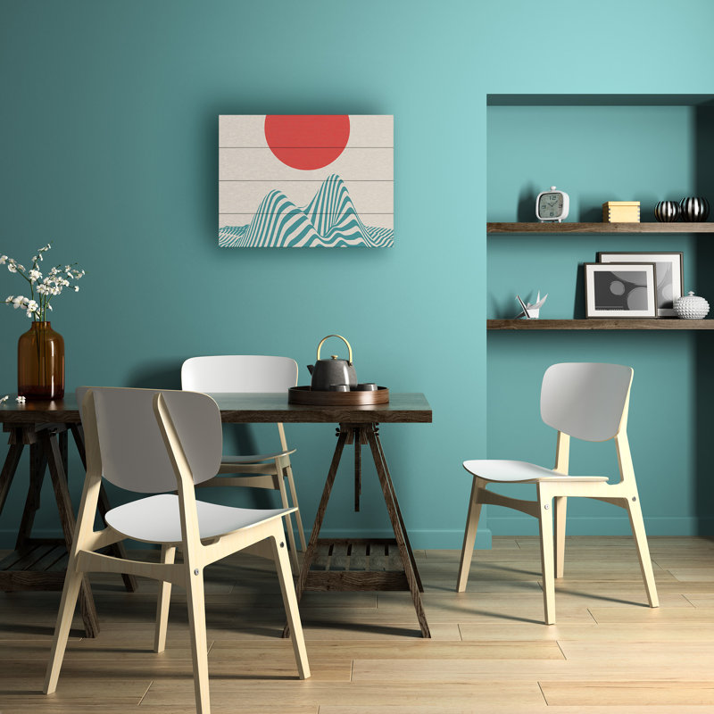 Little Dean  Red Sun Dune Wood Slat Art, H 18 po x l 22 po