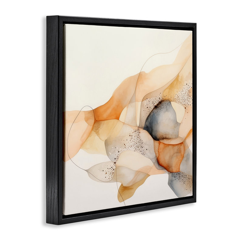 Art mural sur toile flottant abstrait en cascade par Irena Orlov, H 18 po x l 18 po x P 1,7 po, Cadre flottant noir de jais