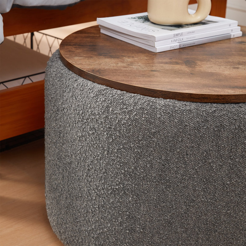 2East Upholstered Ottoman, Gray/White