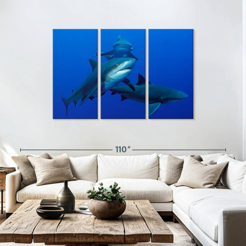 Brampt Triple Sharks, 48" H x 74" W