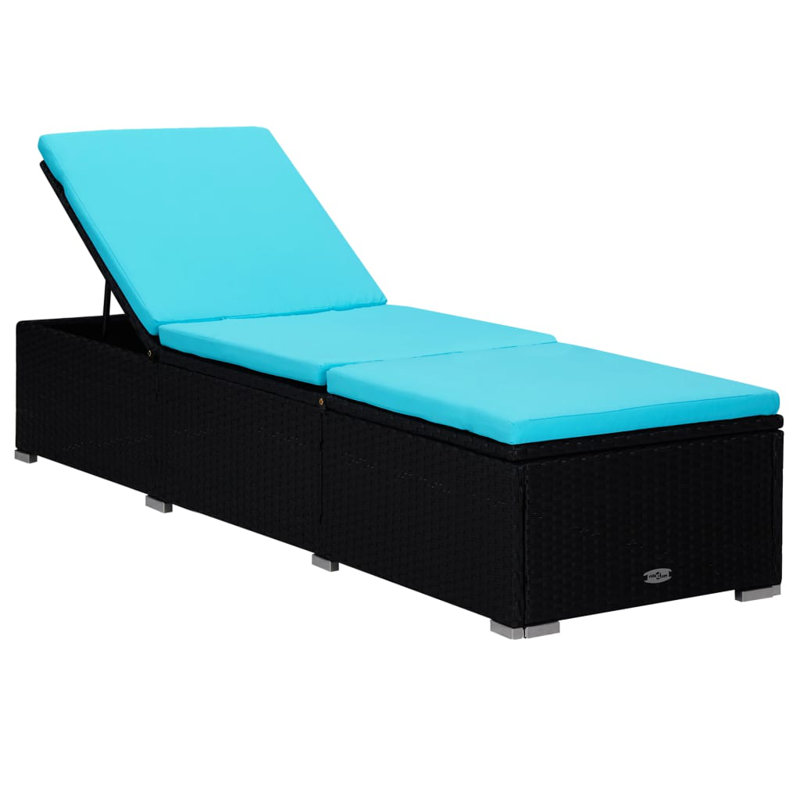 16" Long Chaise Lounge Set with Cushions and Table, Blue