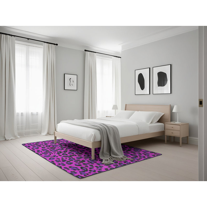 Tapis rose à imprimé animal, Rectangle 5 pi x 7 pi