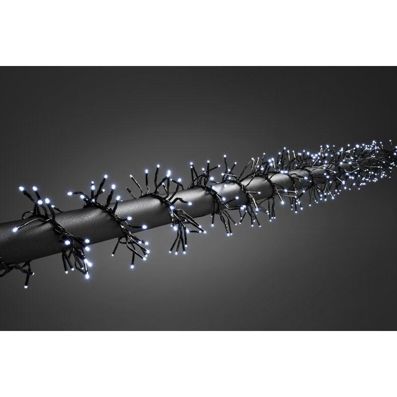 LED Cluster Light Set - Outdoor, Multi-Function, Black Cable, Ice White, 0.74cm H x 500cm W x 770cm D