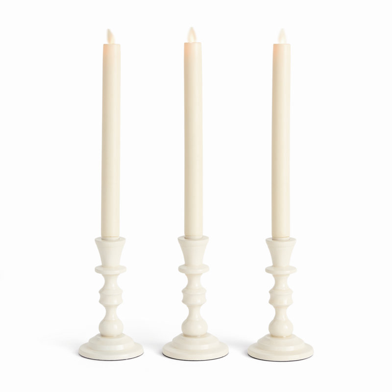 Eclat Enamel-Coated Aluminum Taper Holders in White, White