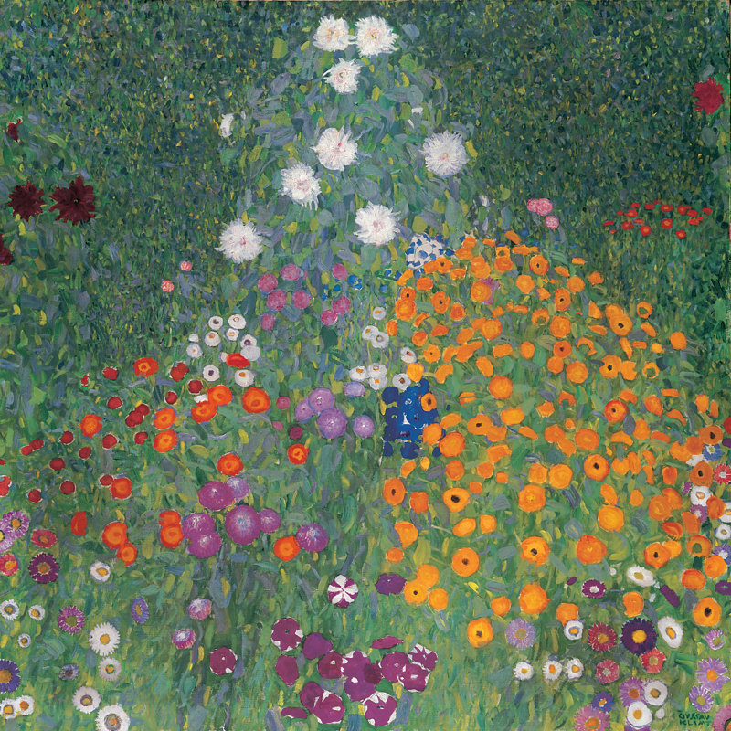 " Flowery Garden " by Gustav Klimt, 12" H x 12" W
