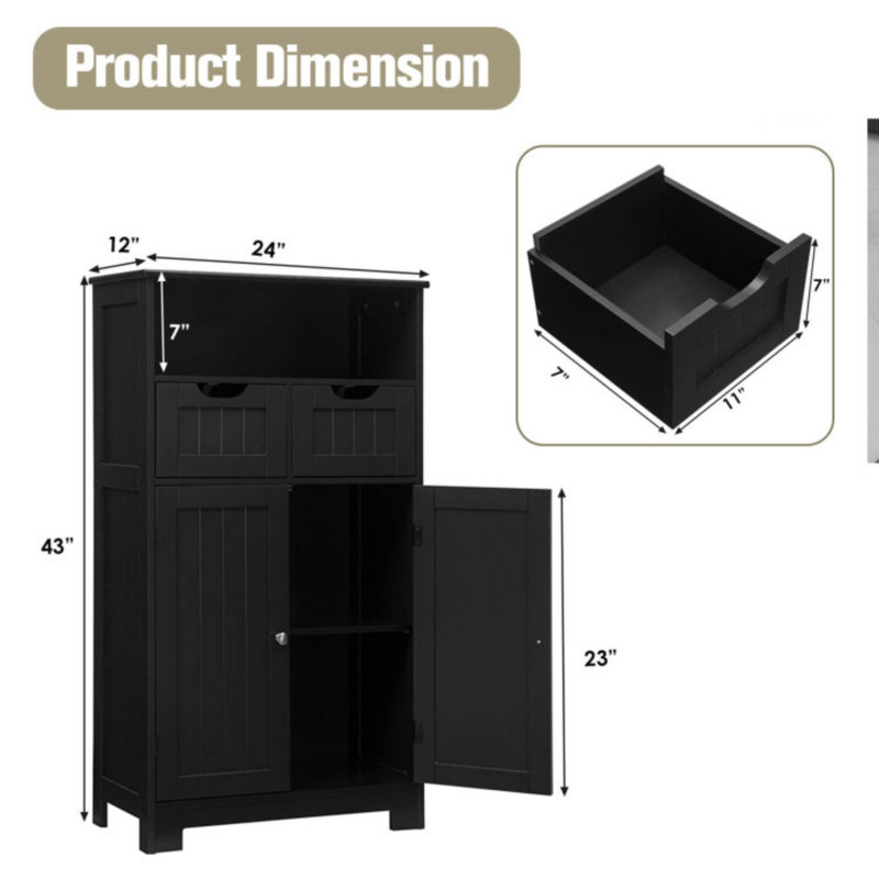 Rumaysaa Bathroom Cabinet, Black