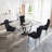 Glass Top Metal Base Dining Table With 4 Velvet Dining Chairs,5 - Piece Pedestal Dining Set-106913215-106913220