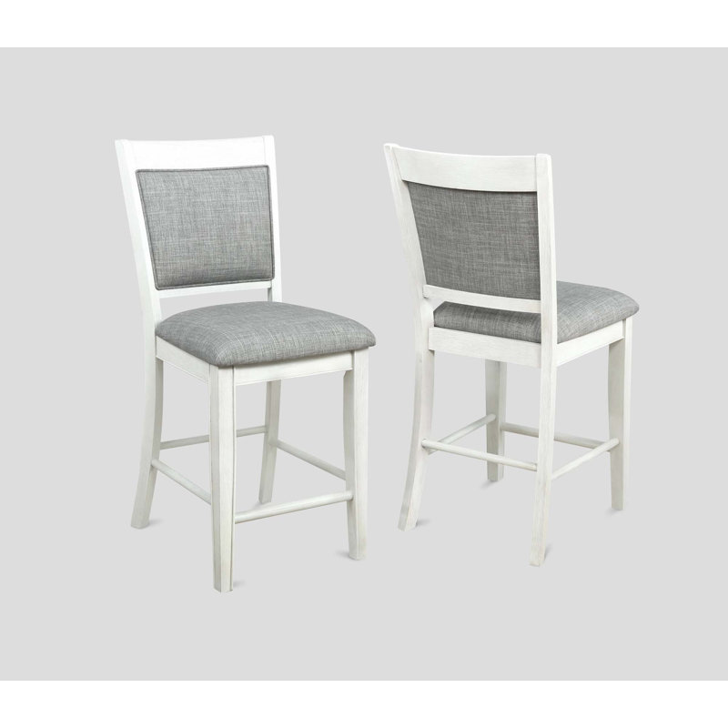 Tabouret de bar 2 pièces Farmhouse Style, Gris, Blanc