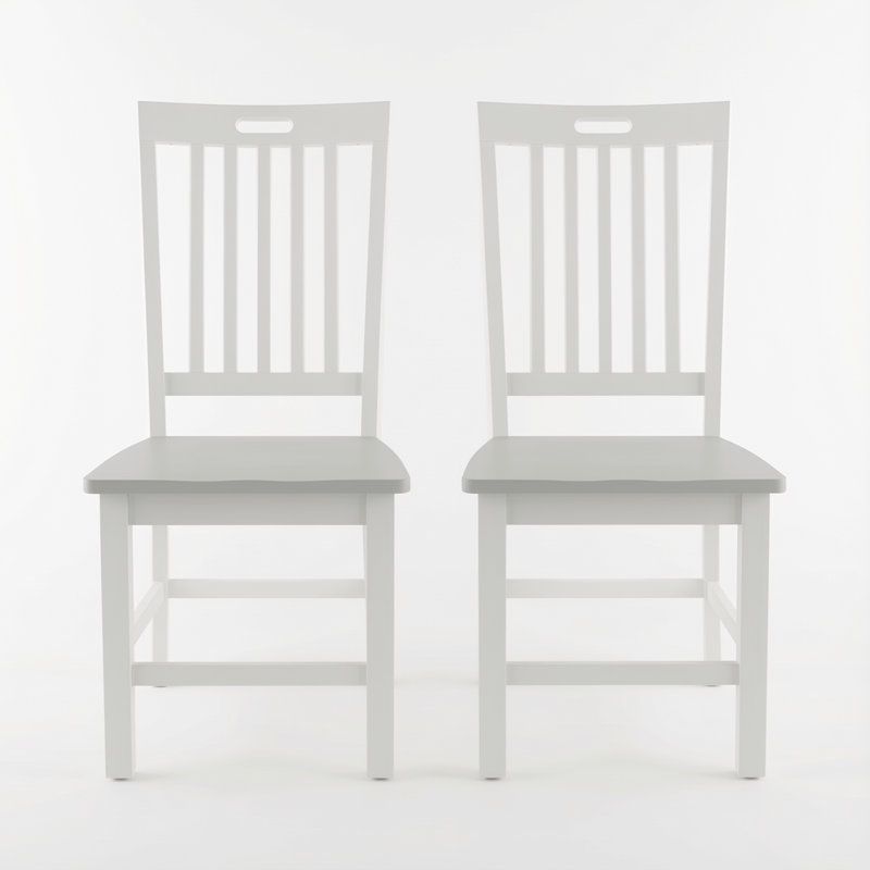 Ensemble de 2 chaises latérales en bois massif ELLIS, White