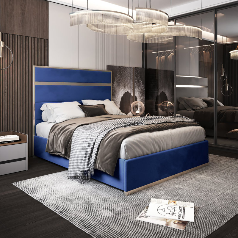 Mirosavka Upholstered Bed, Single (3'), Blue