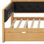 Structure de lit de jour multifonctionnelle en bois avec couchette, tablettes de rangement, banc et station de charge, tête de lit tapissier-1855411934