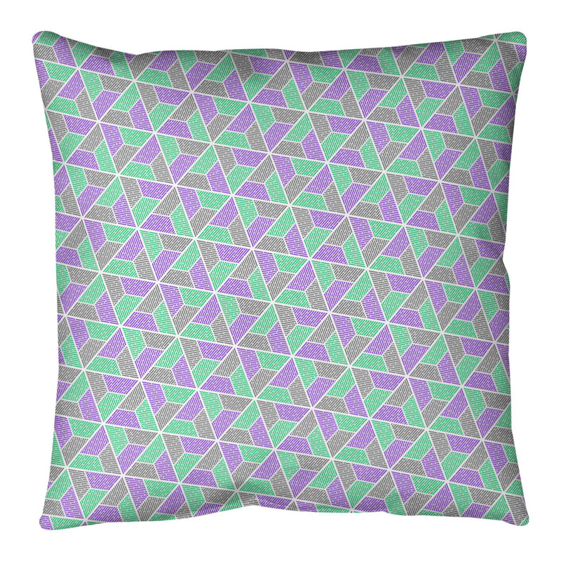 Oreiller de sol Katelyn Elizabeth Trapezoids, H 36 po x l 36 po, Vert / Mauve / Gris