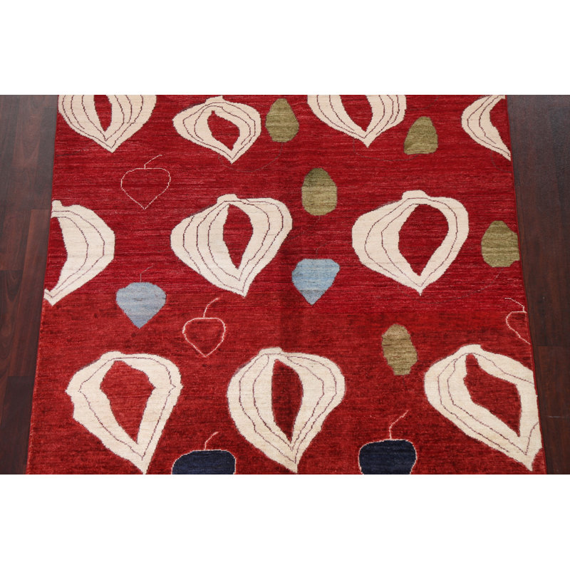 Tapis oriental moderne rouge Gabbeh 5 x 6