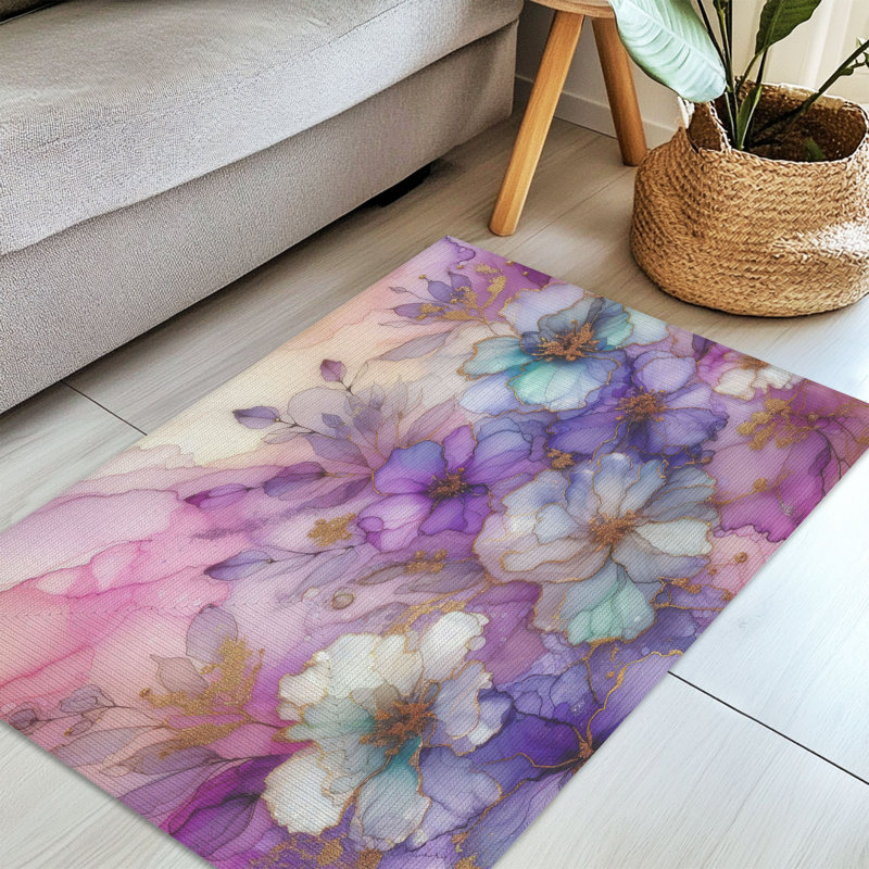 Tapis tressé lilas scintillant, Rectangulaire 3 pi x 5 pi