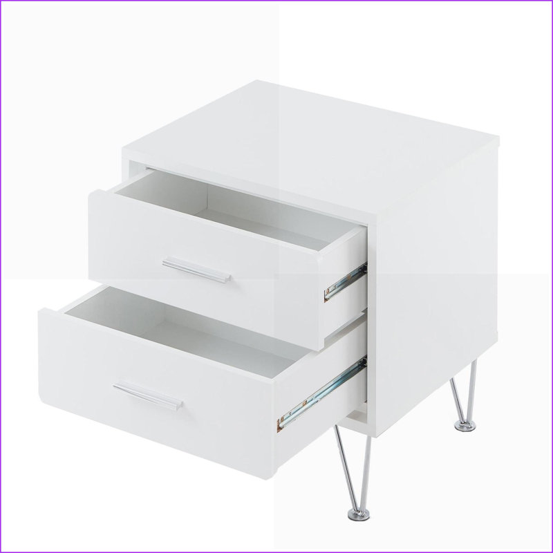 Stylish White 2-Drawer Coffee Table with Hairpin Legs, Space-Saving Storage for Living Room, White