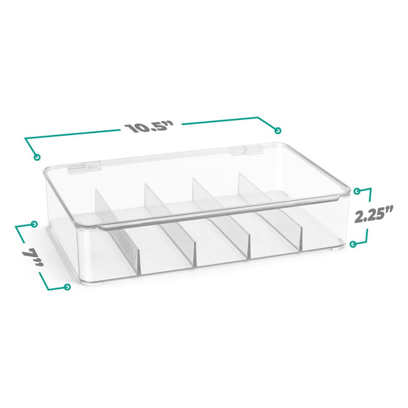 Organisateur de rangement en plastique pour lunettes multiples, verres de lecture, porte-lunettes de soleil avec couvercle à charnière pour présentoir à lunettes comprenant 5 sections, paquet de 3