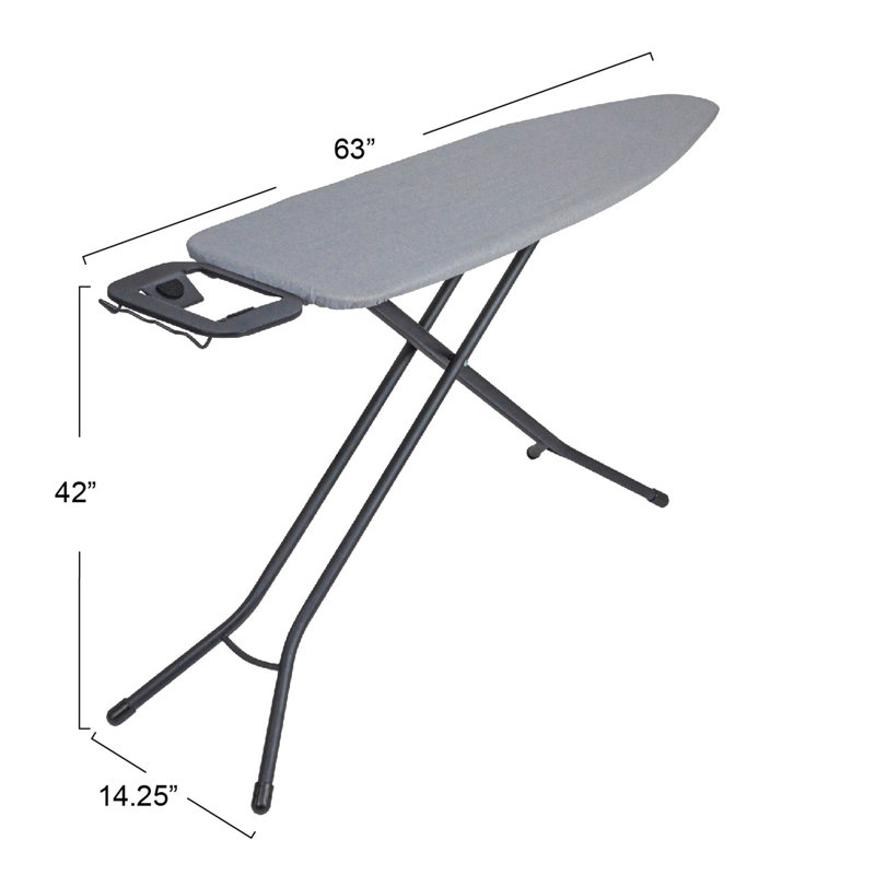 Ultra 63" Black and Gray 4-Leg Ironing Board with Cotton Cover