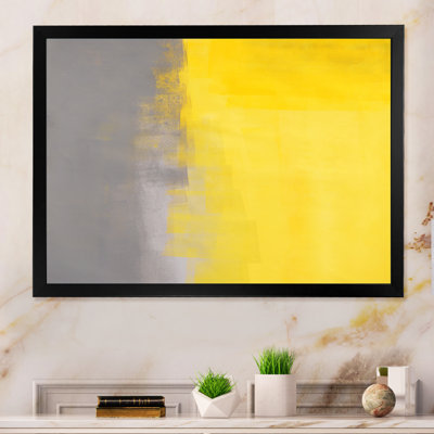 «Gray Meets Yellow Abstract Art X», reproduction sur toile flottante