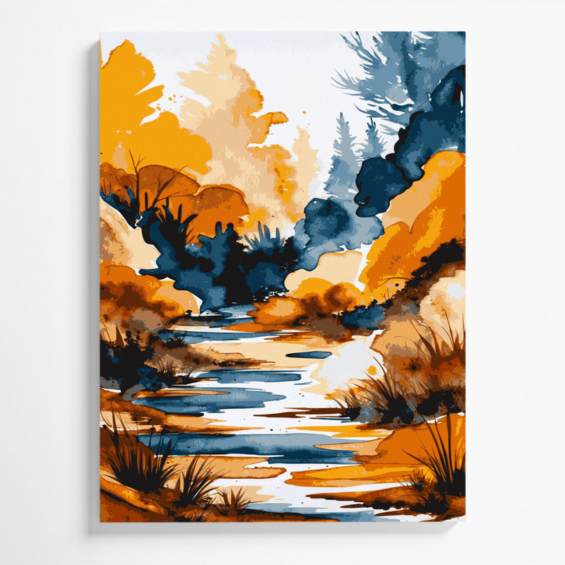 «Watercolor Landscape 75», art mural sur toile grise, 11" H x 14" W