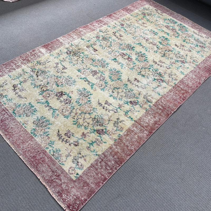 Tapis en laine beige élégant, 44,5 po x 79,5 po