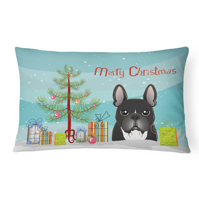  Coussin intérieur / extérieur Christmas Tree and French Bulldog