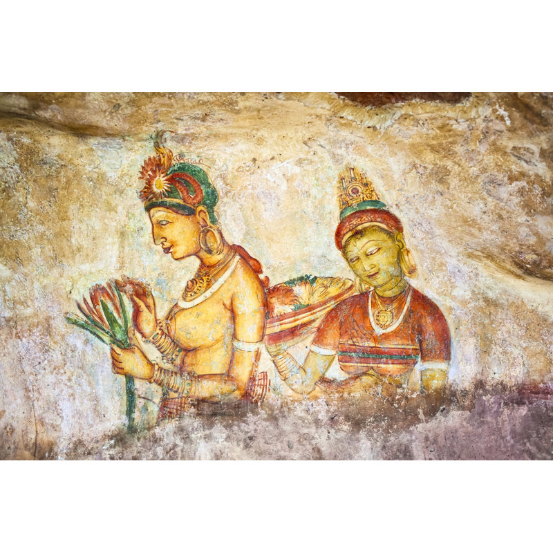 Ancient Frescoe of Sigiriya 1 Piece Wrapped Canvas Wall Art, 81cm H x 122cm W x 3.8cm D