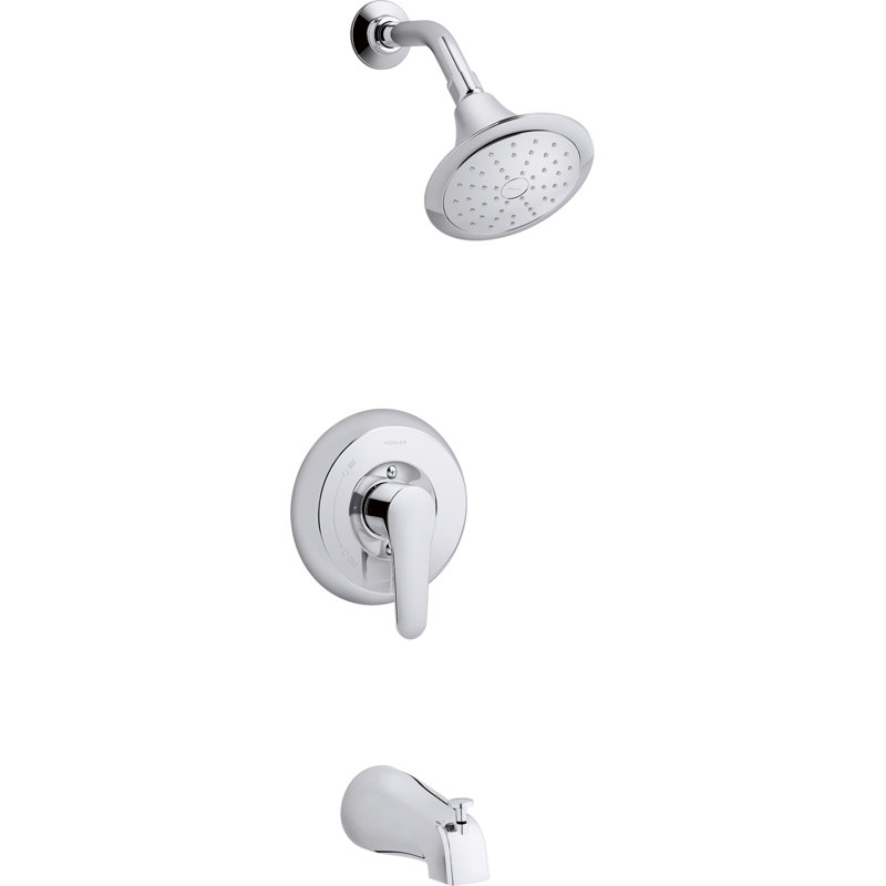 Kohler July Rite-Temp Bath and Shower Trim Set, Valve Not Included, Polished Chrome