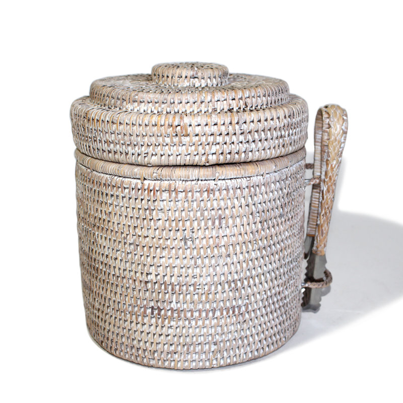 Seau à glace rond avec doublure Thermos, Blanc délavé