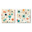 Blue Funky Polka Dot Floral Delights - formes abstraites carrées, ensemble de 2 collages-101864828-101864827