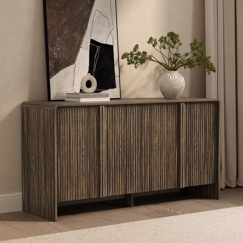 Buffet contemporain 4 portes en noyer jacobin 60 po Novara, Noyer jacobin