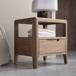 Arto 45cm W Solid Wood Bedside Table