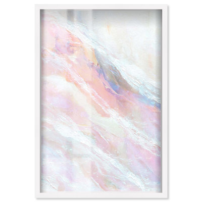 Pretty Pink Waves Shadowbox Print Large Wall Decor by Art Remedy, White Frame, 24 x 36
