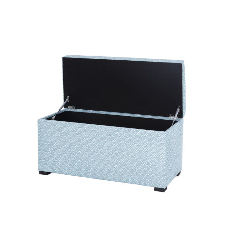 Birney Upholstered Storage Bench, Cancun/White/Light Blue