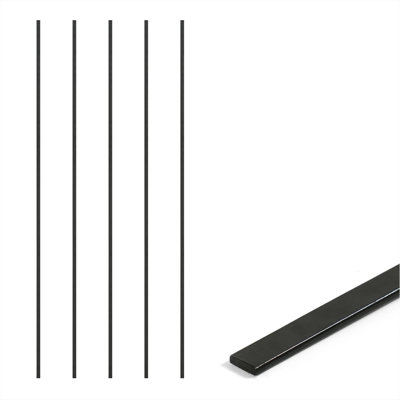 5 FT Black Galvanized Tension Bar, 60 Inch Flat Bar for 5' Chain Link Fence Parts, Hardware for Chain Link Fencing System, Pack of 5