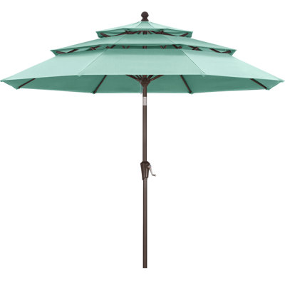 9' 3-Tier Olefin Market Umbrella with Tilt and Crank Lift