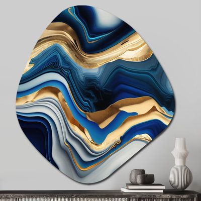 Jaffe - Transitional Asymmetrical Metal Print, Blue Irregular Shape Metal Wall Art