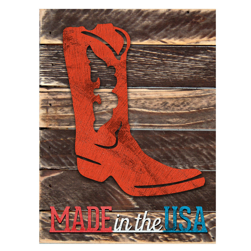 Décoration murale en bois rétro quote Americana, H 12 po x l 9 po x P 1,5 po