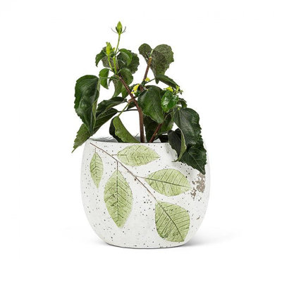 Feuilles sur un pot à fleurs