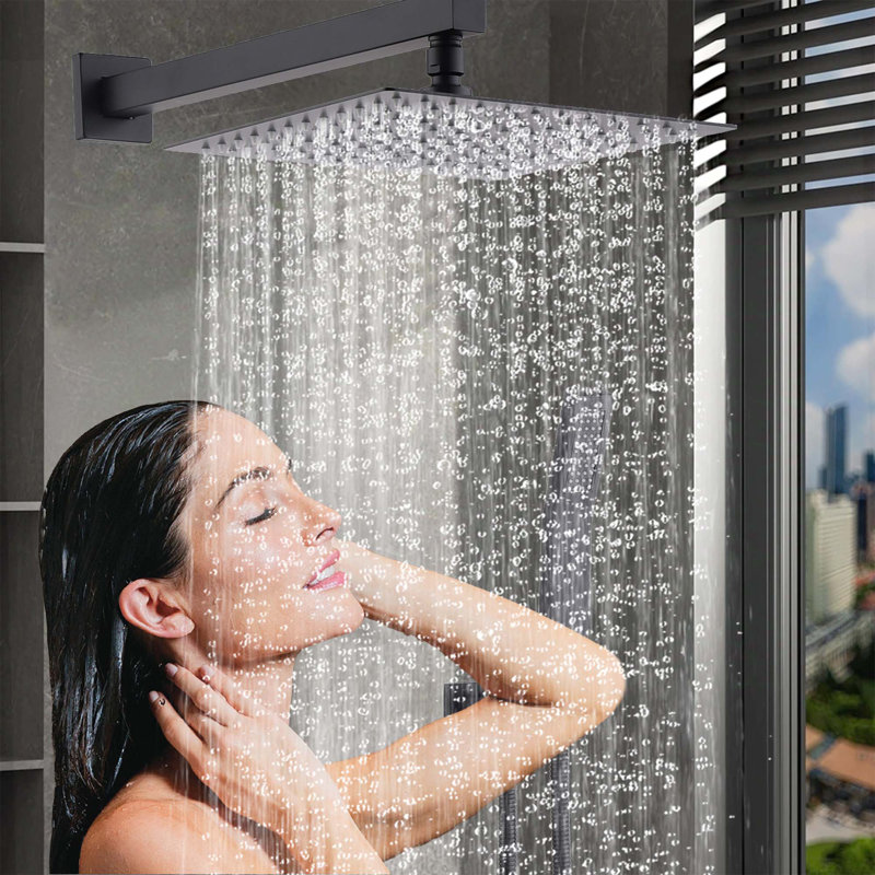 Système de douche 12 po en nickel brossé, ensemble de douche à pluie mélangée, système de pomme de douche à pluie